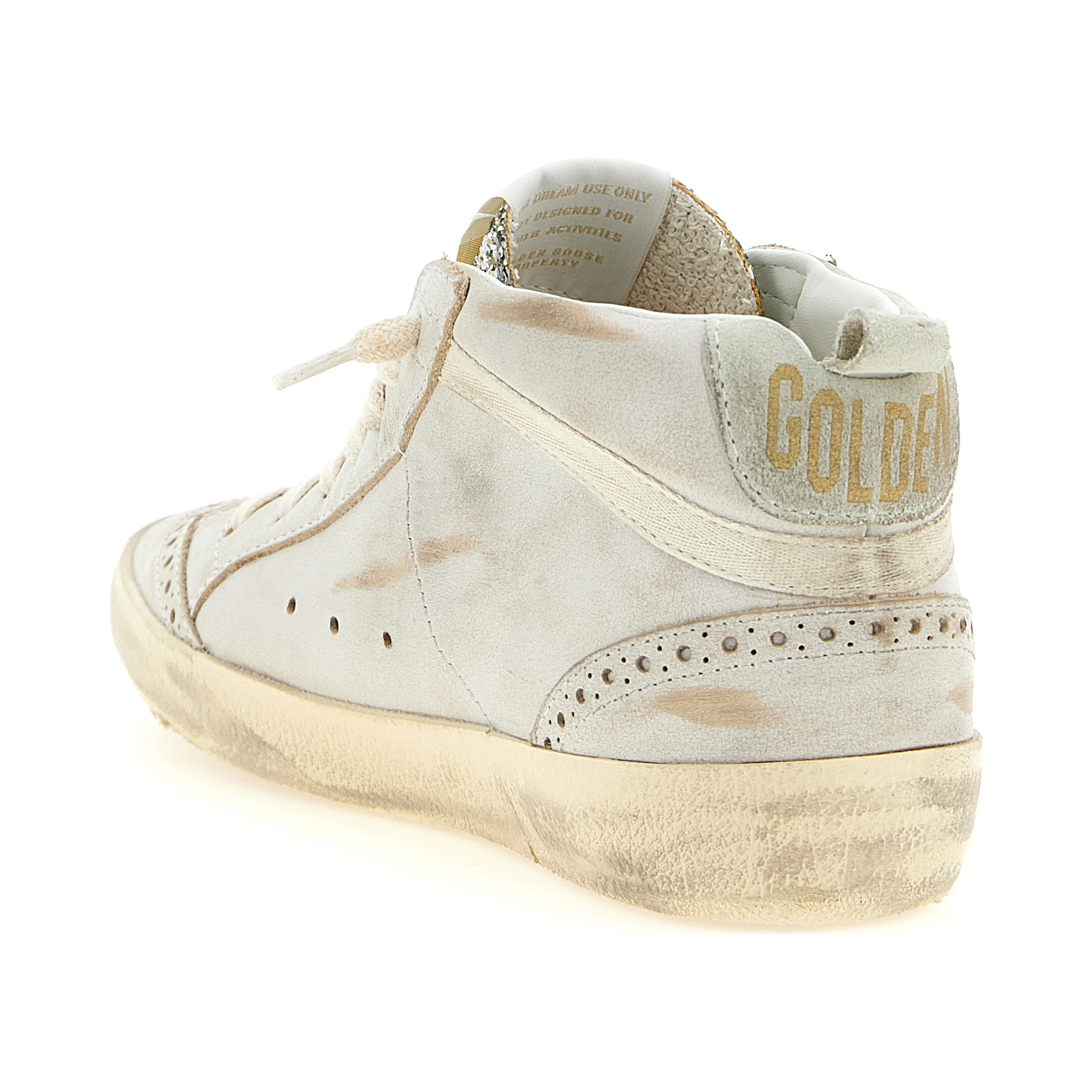Beige Leather High Top Sneakers