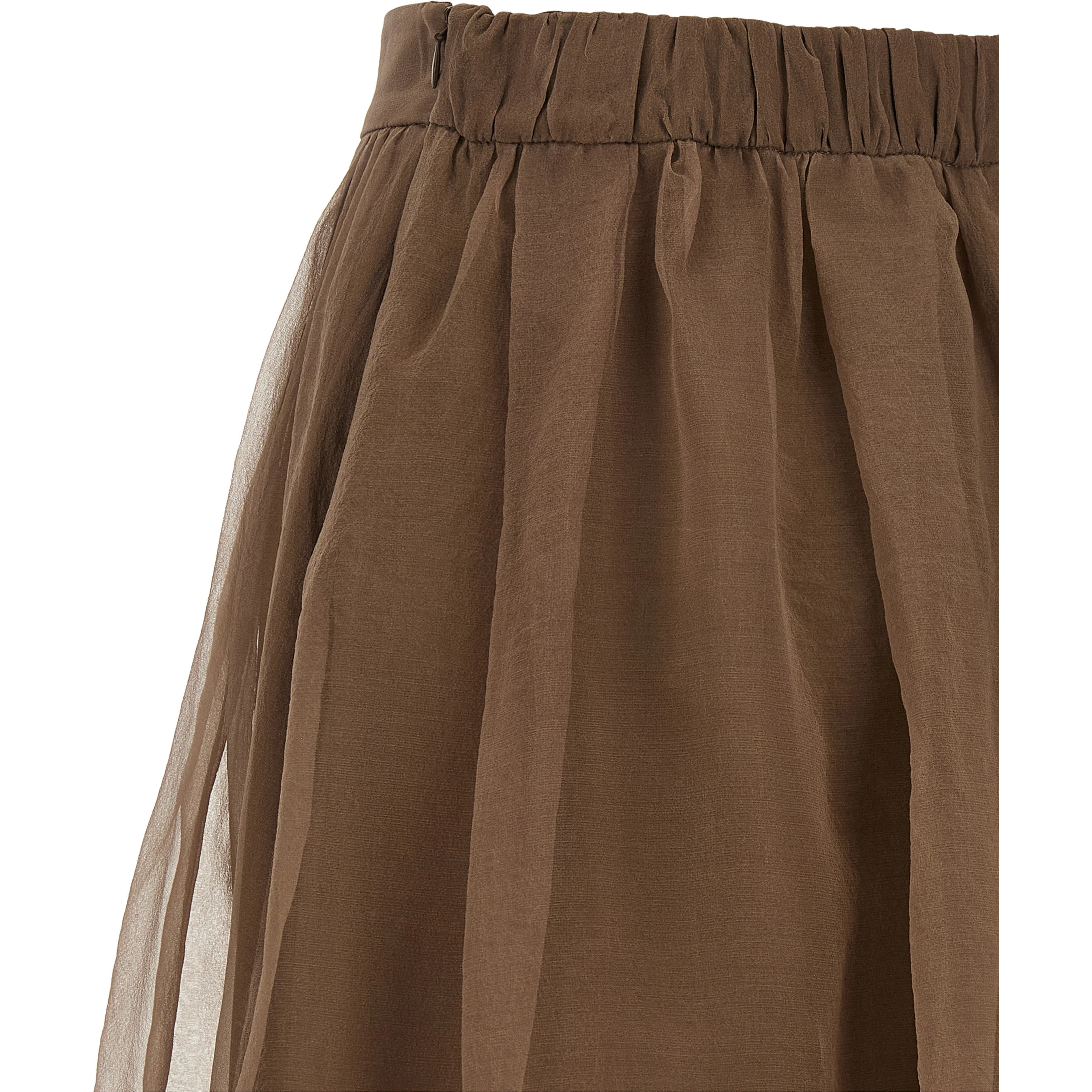 Brown Silk Midi Skirt