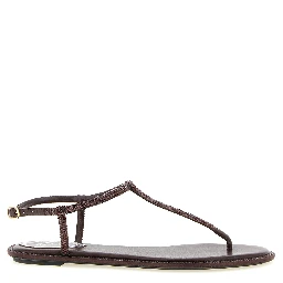 Brown Viscose Flat Sandals