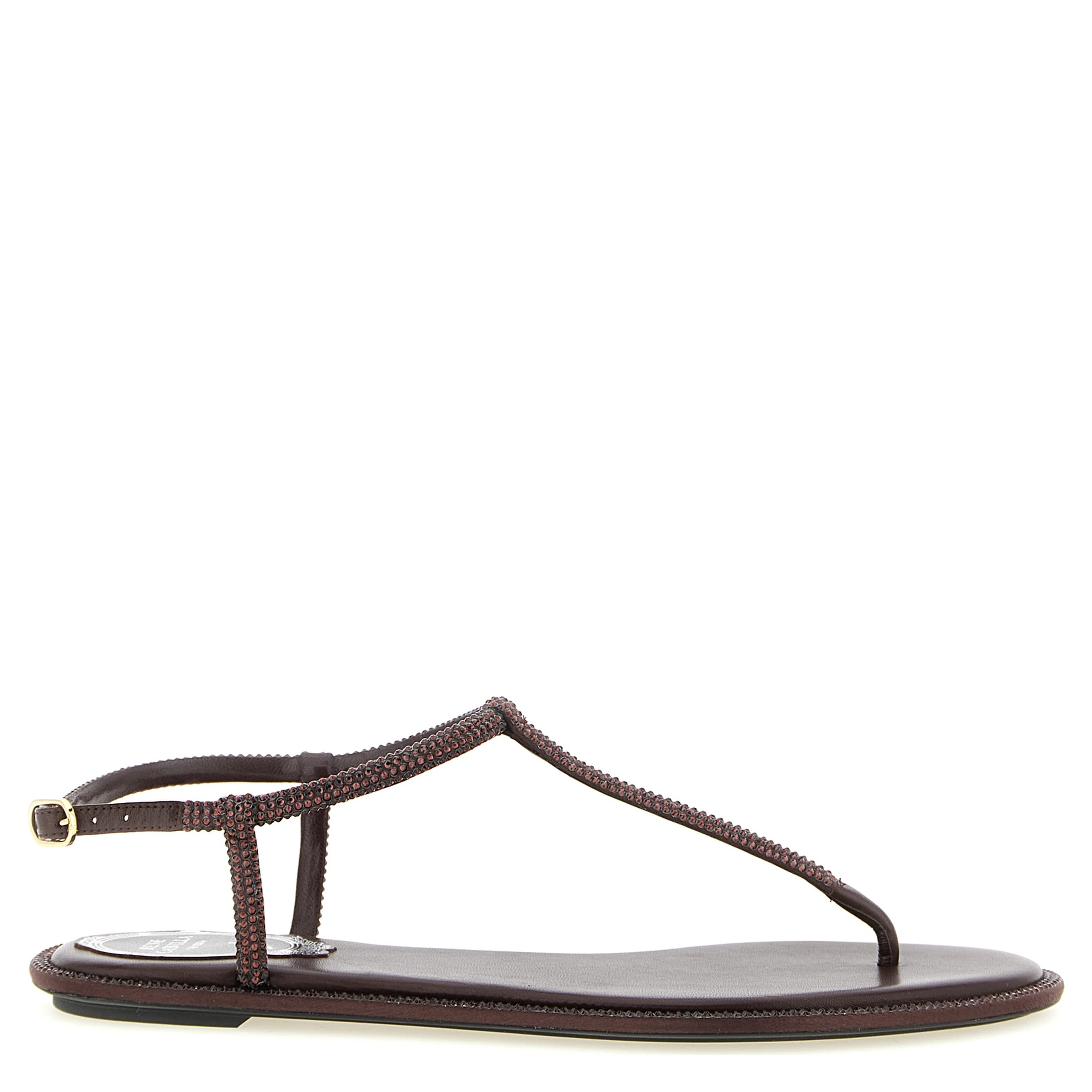 Brown Viscose Flat Sandals