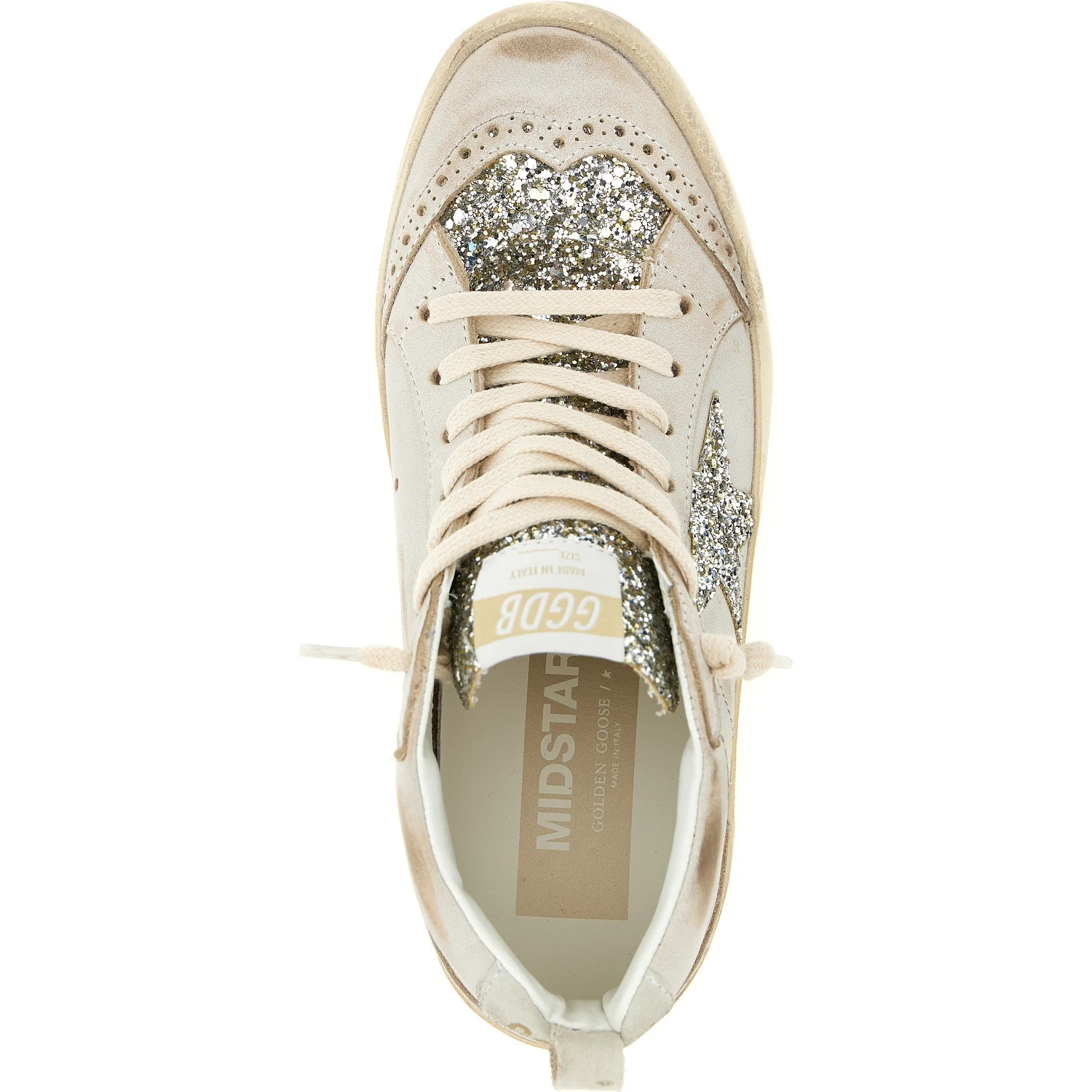 Beige Leather High Top Sneakers