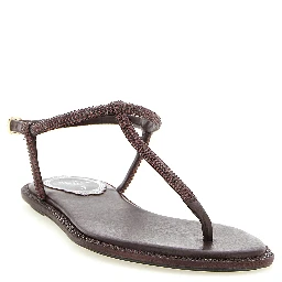 Brown Viscose Flat Sandals