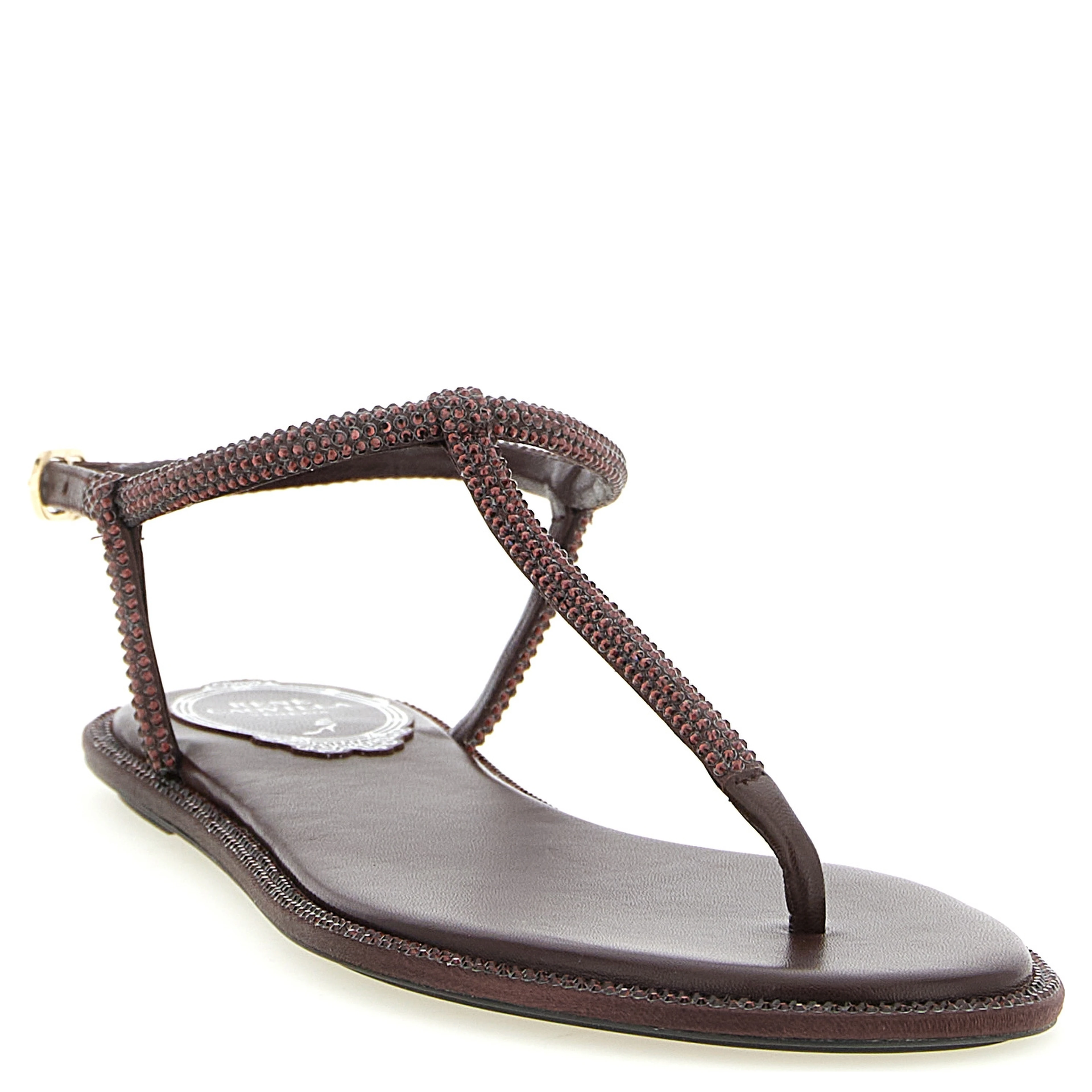 Brown Viscose Flat Sandals