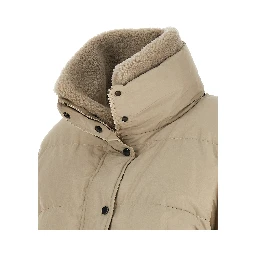 Beige Cotton Full-Length Jacket