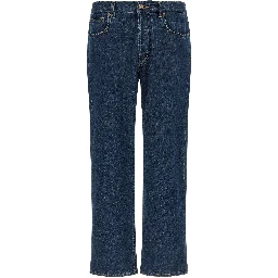 Blue Cotton Straight-Leg Jeans