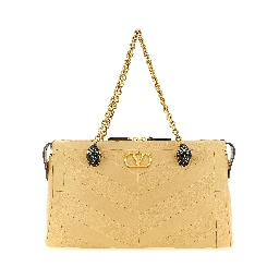Beige Lamb Leather Shoulder Bag