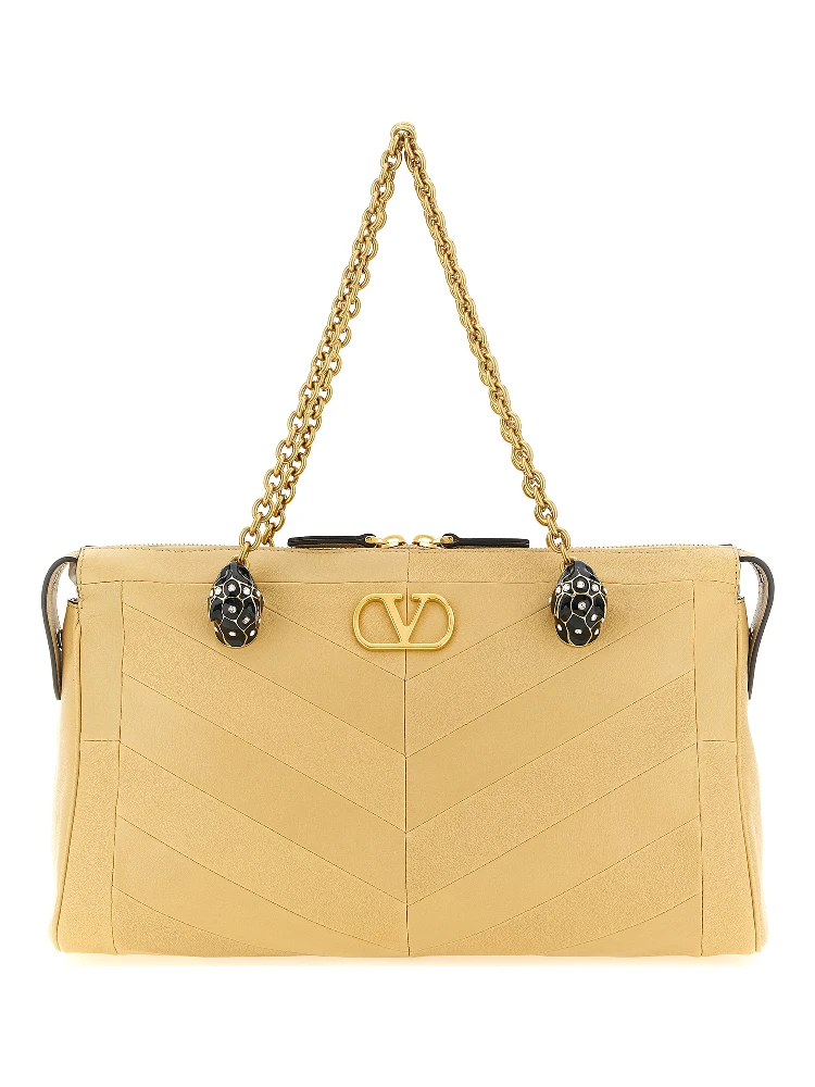 Beige Lamb Leather Shoulder Bag
