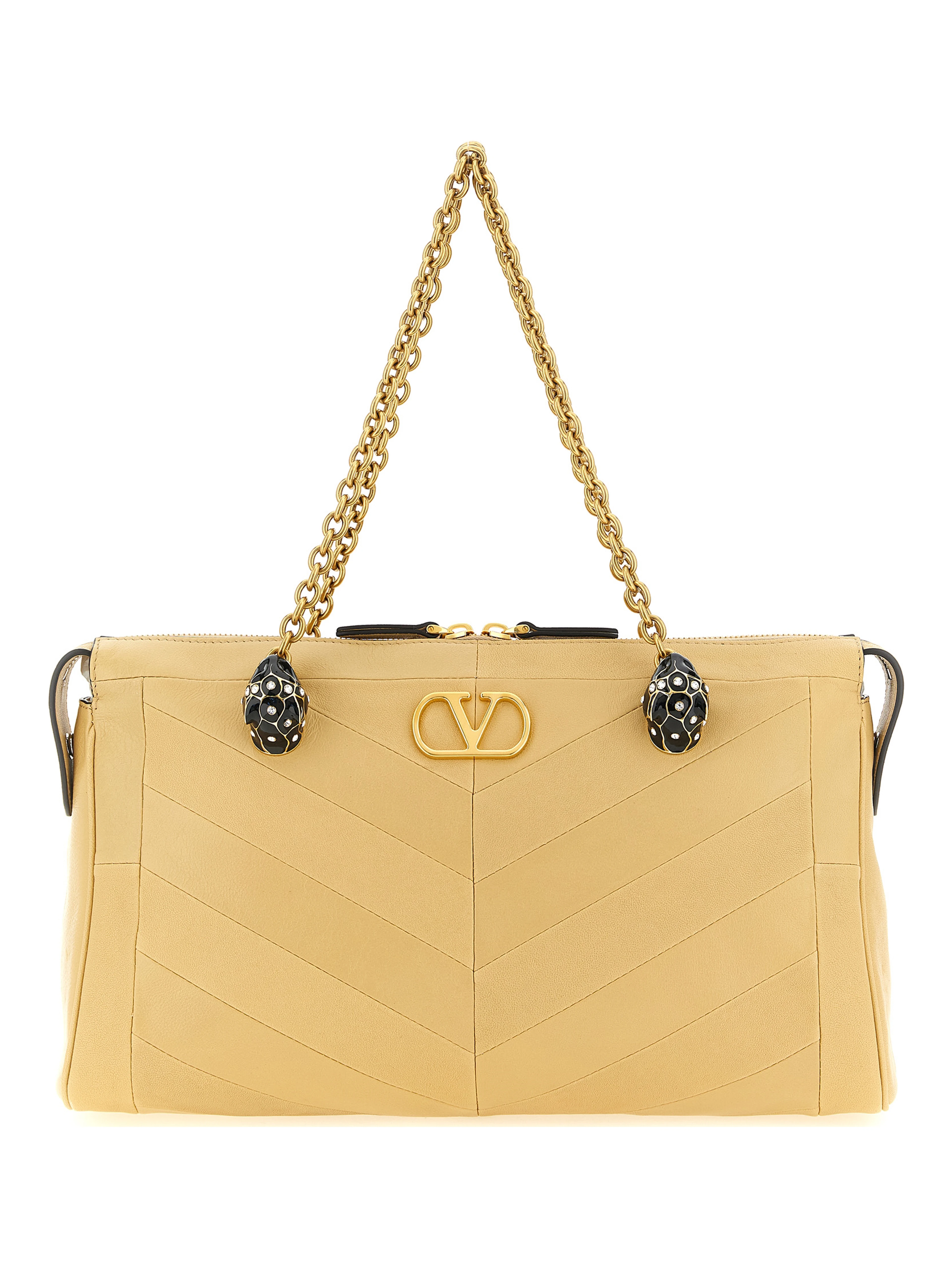 Beige Lamb Leather Shoulder Bag
