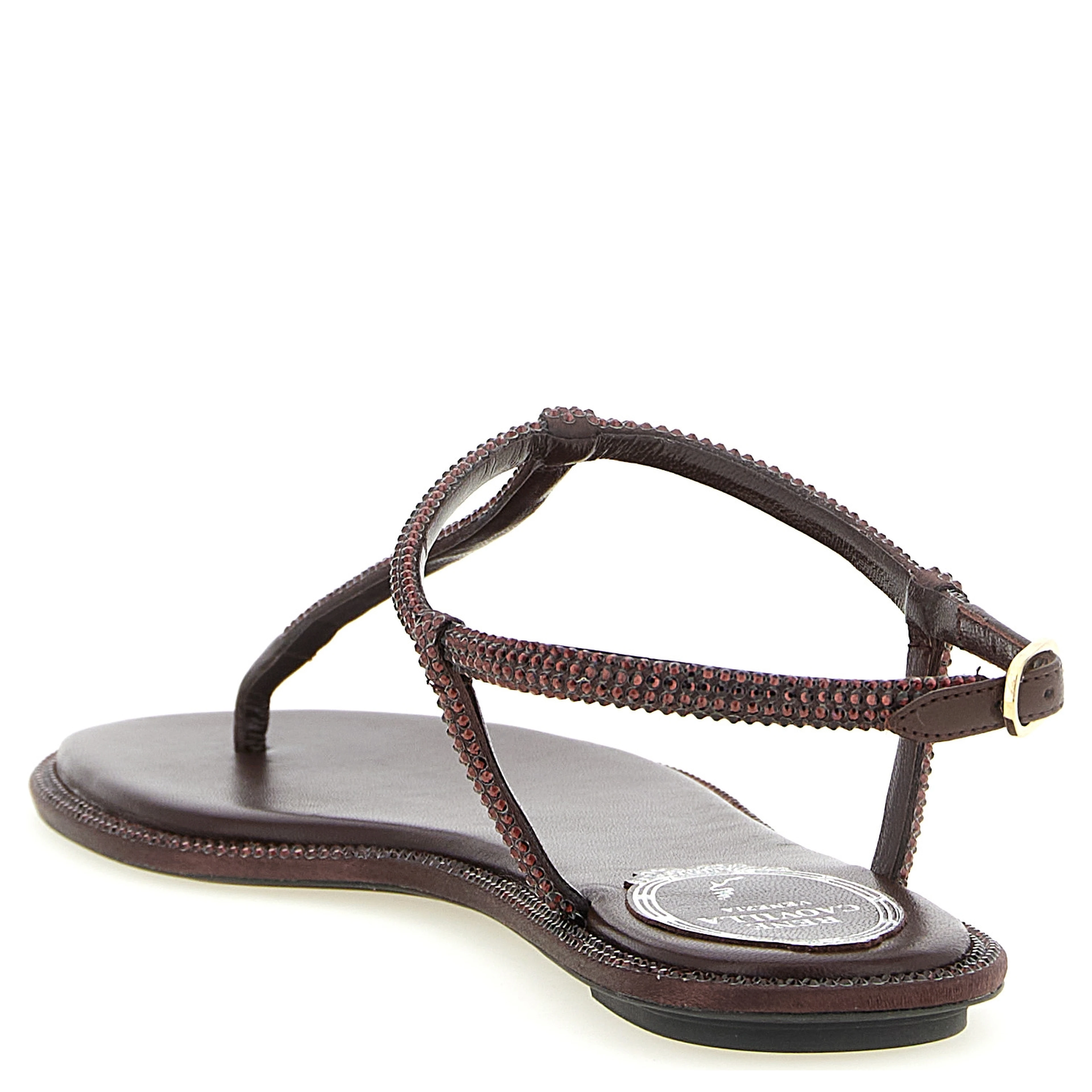 Brown Viscose Flat Sandals