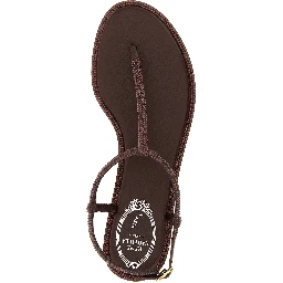Brown Viscose Flat Sandals