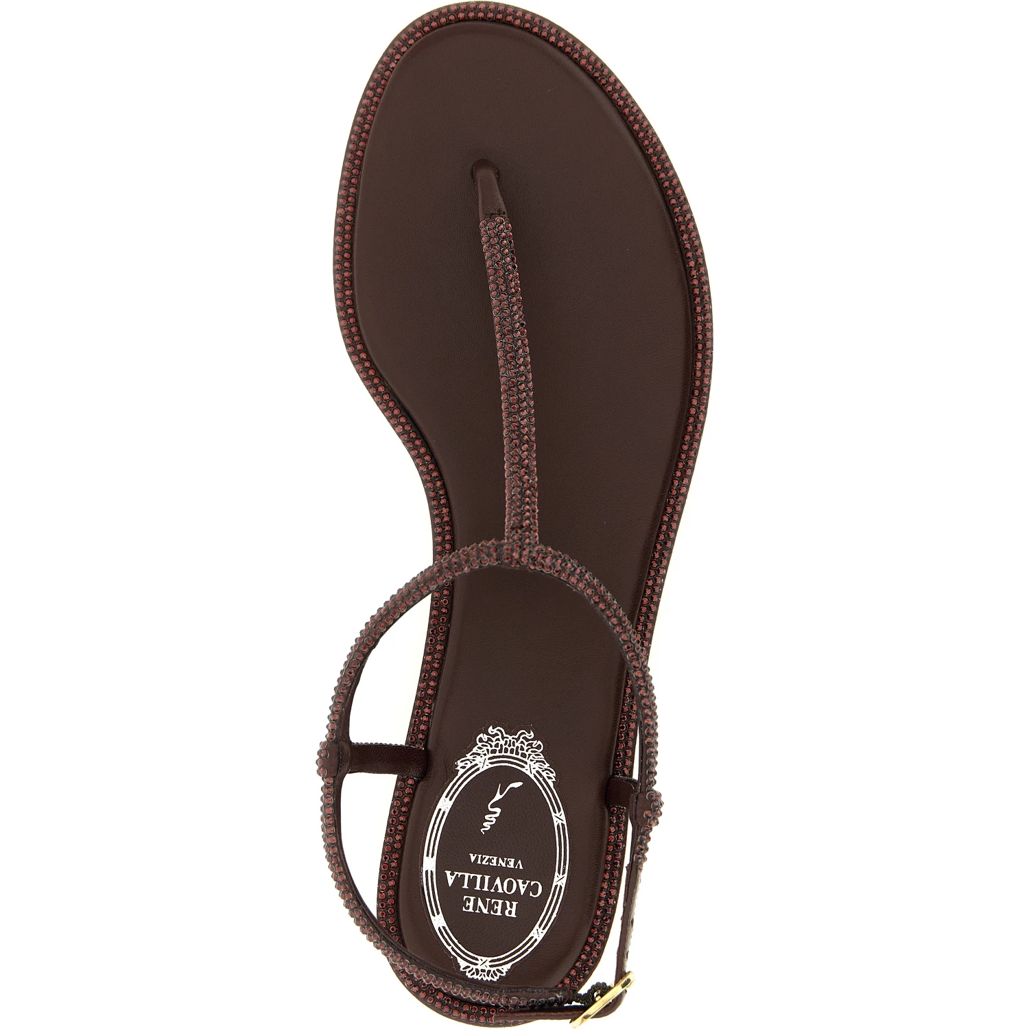 Brown Viscose Flat Sandals