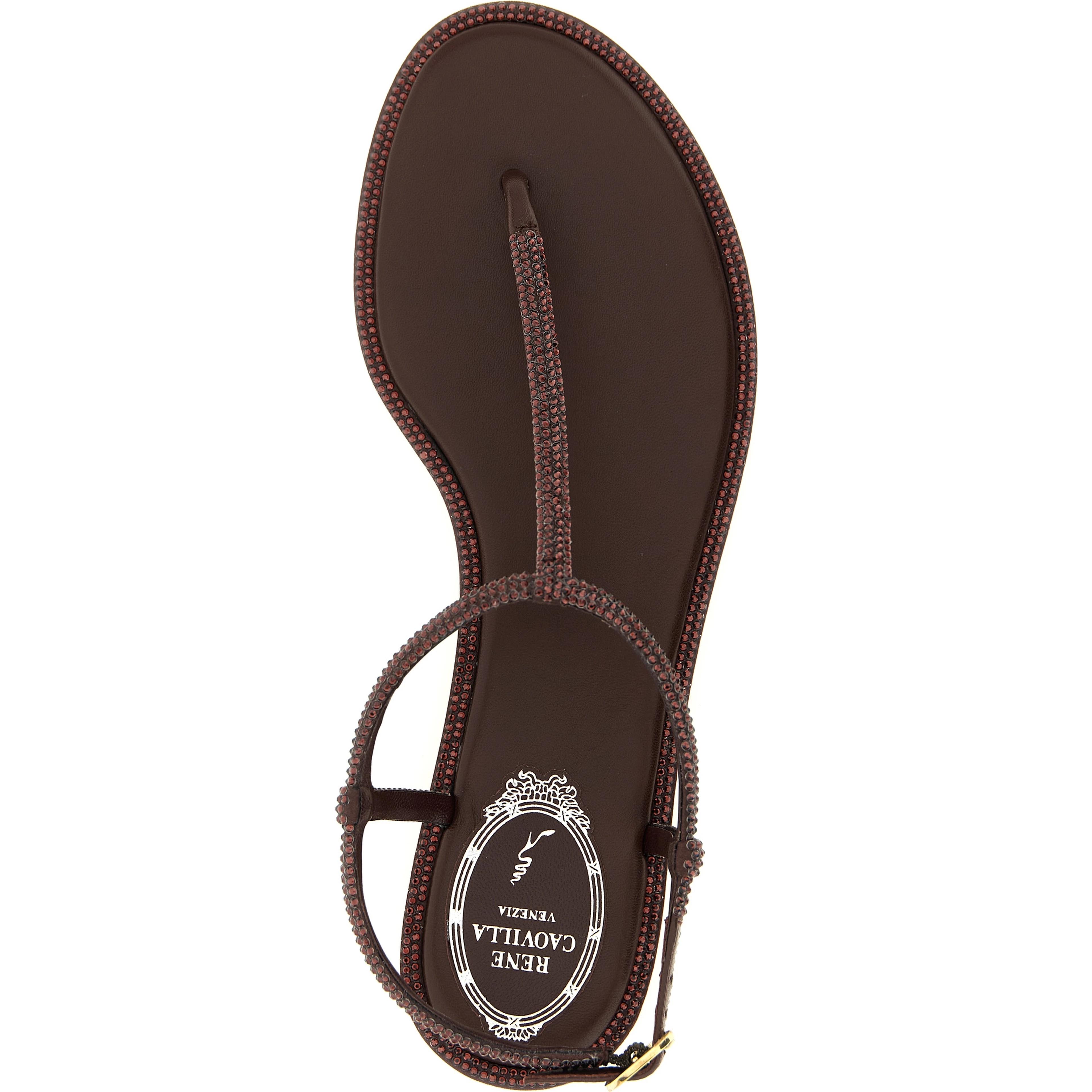 Brown Viscose Flat Sandals