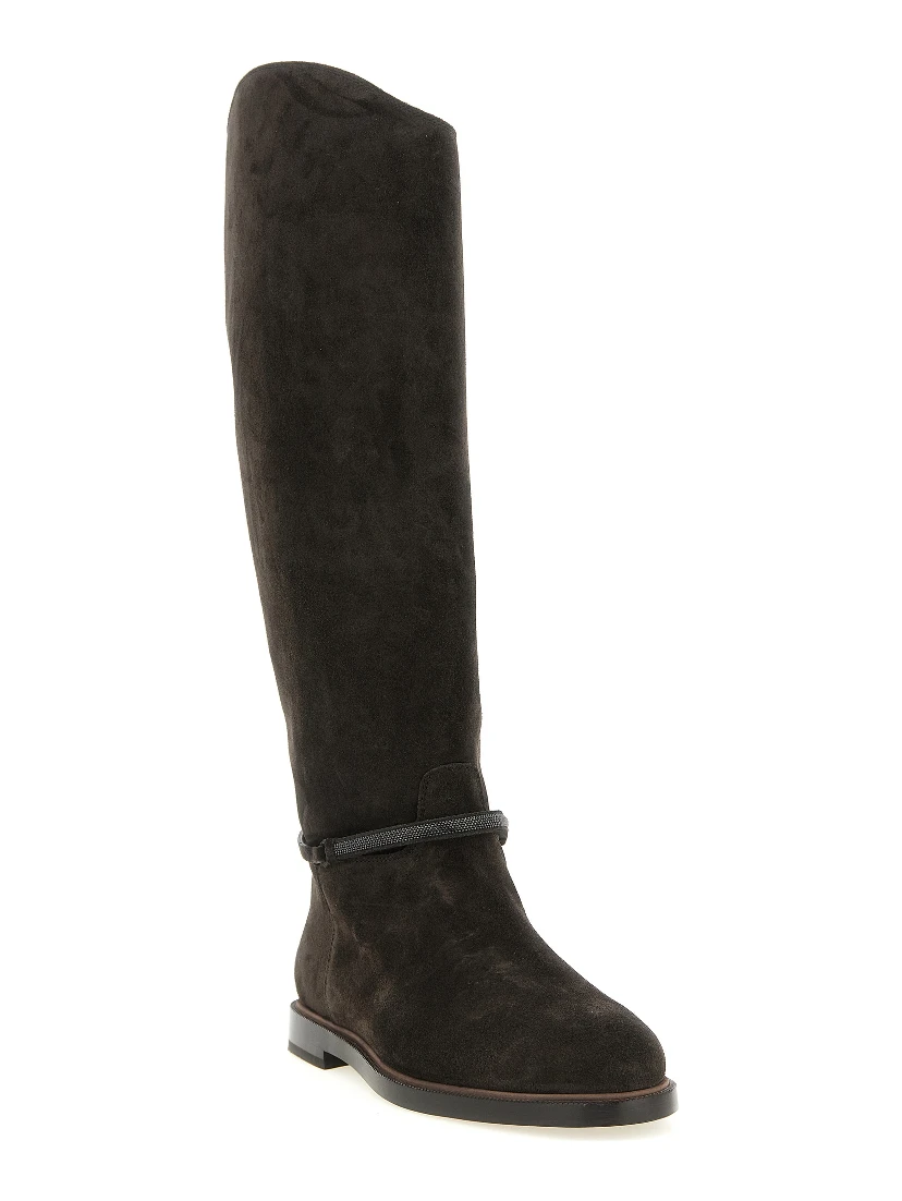 Black Calfskin Over The Knee