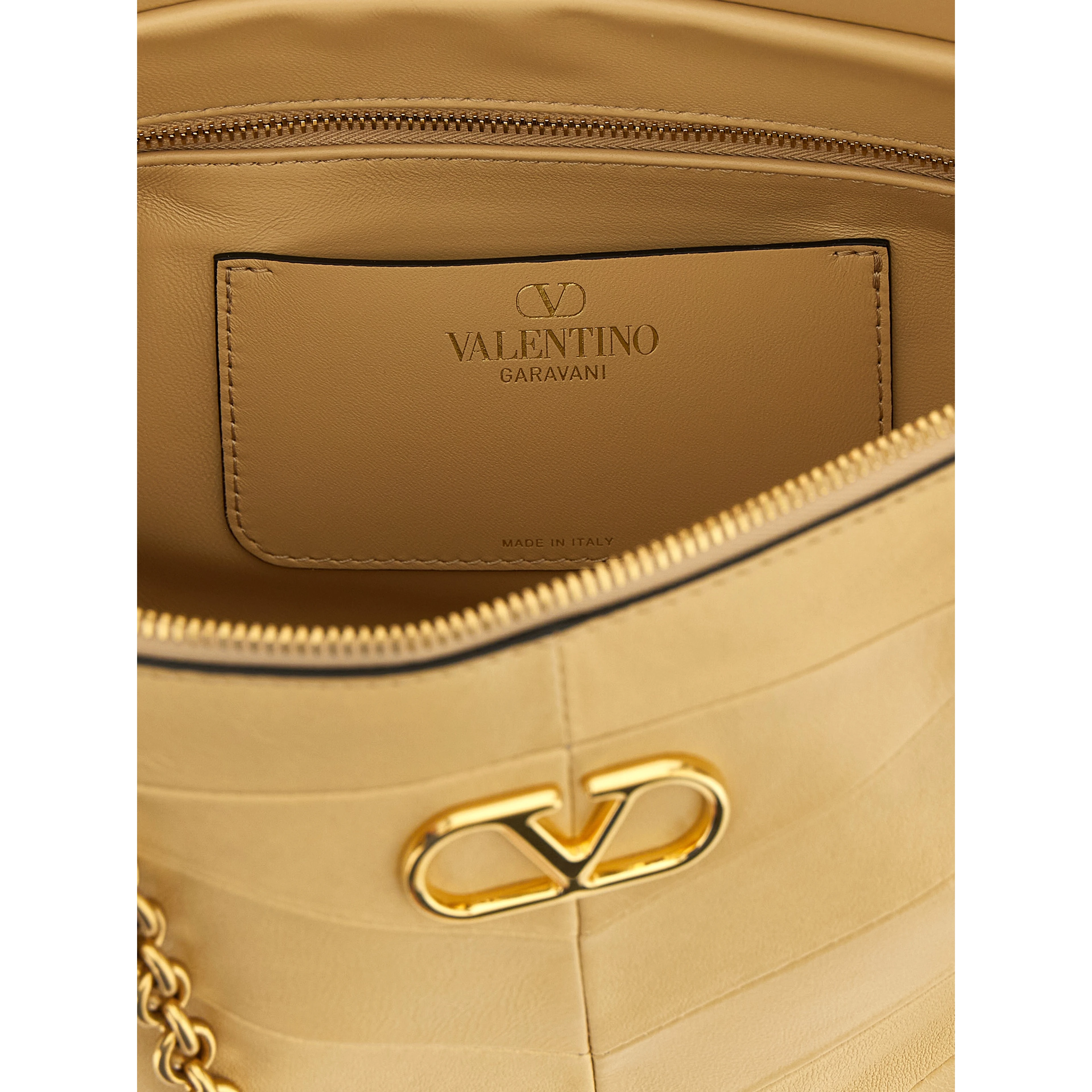 Beige Lamb Leather Shoulder Bag