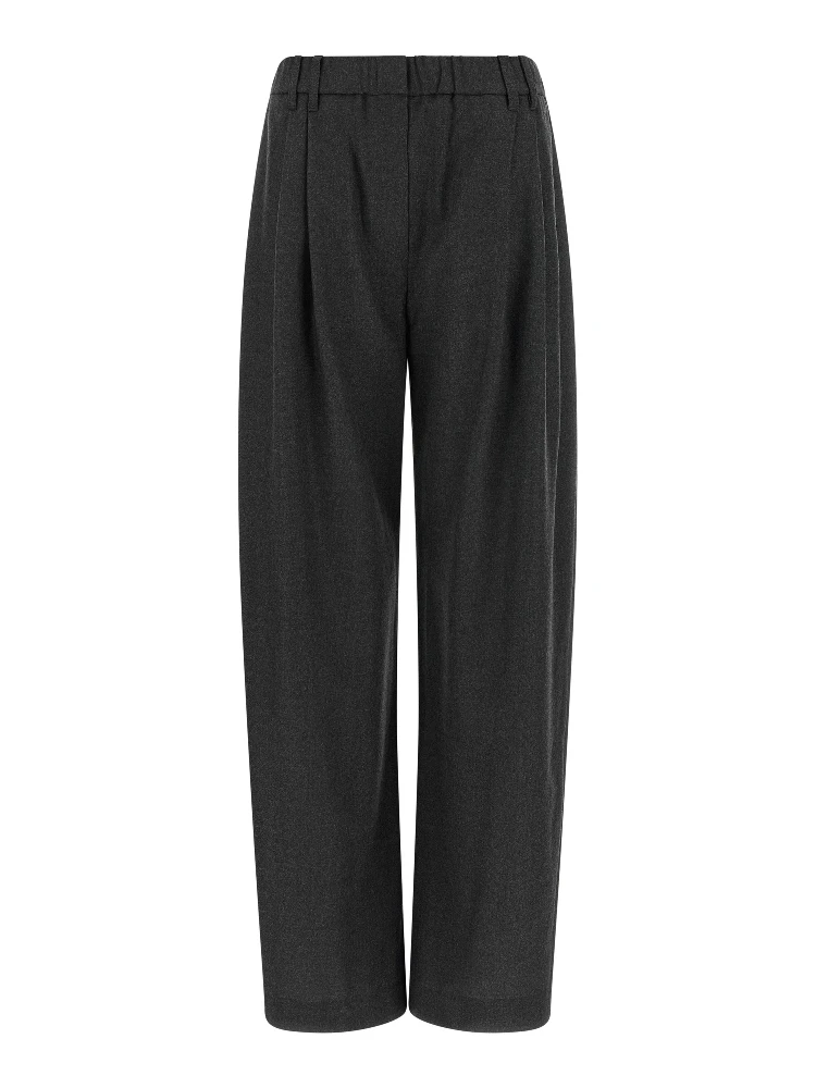 Gray Virgin Wool Casual Pants
