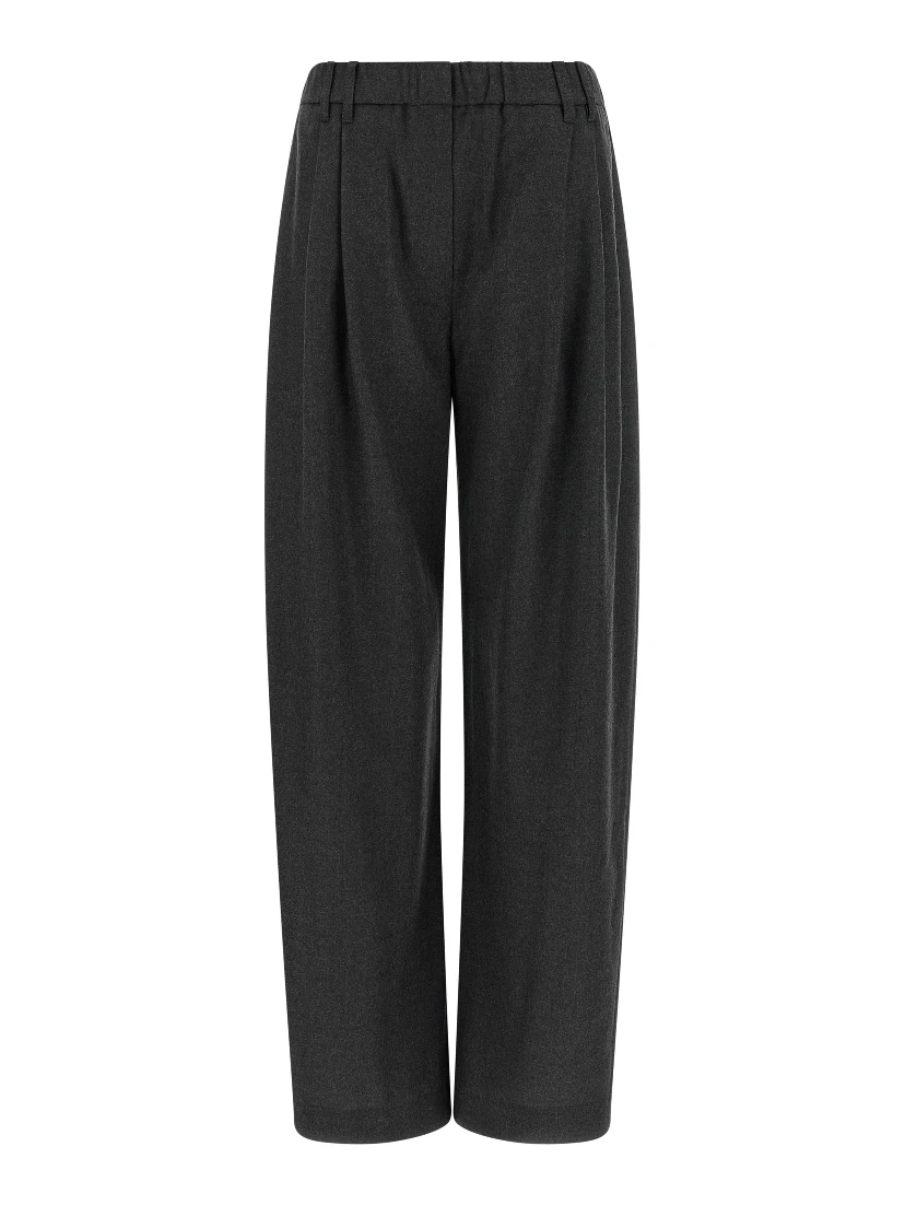 Gray Virgin Wool Casual Pants