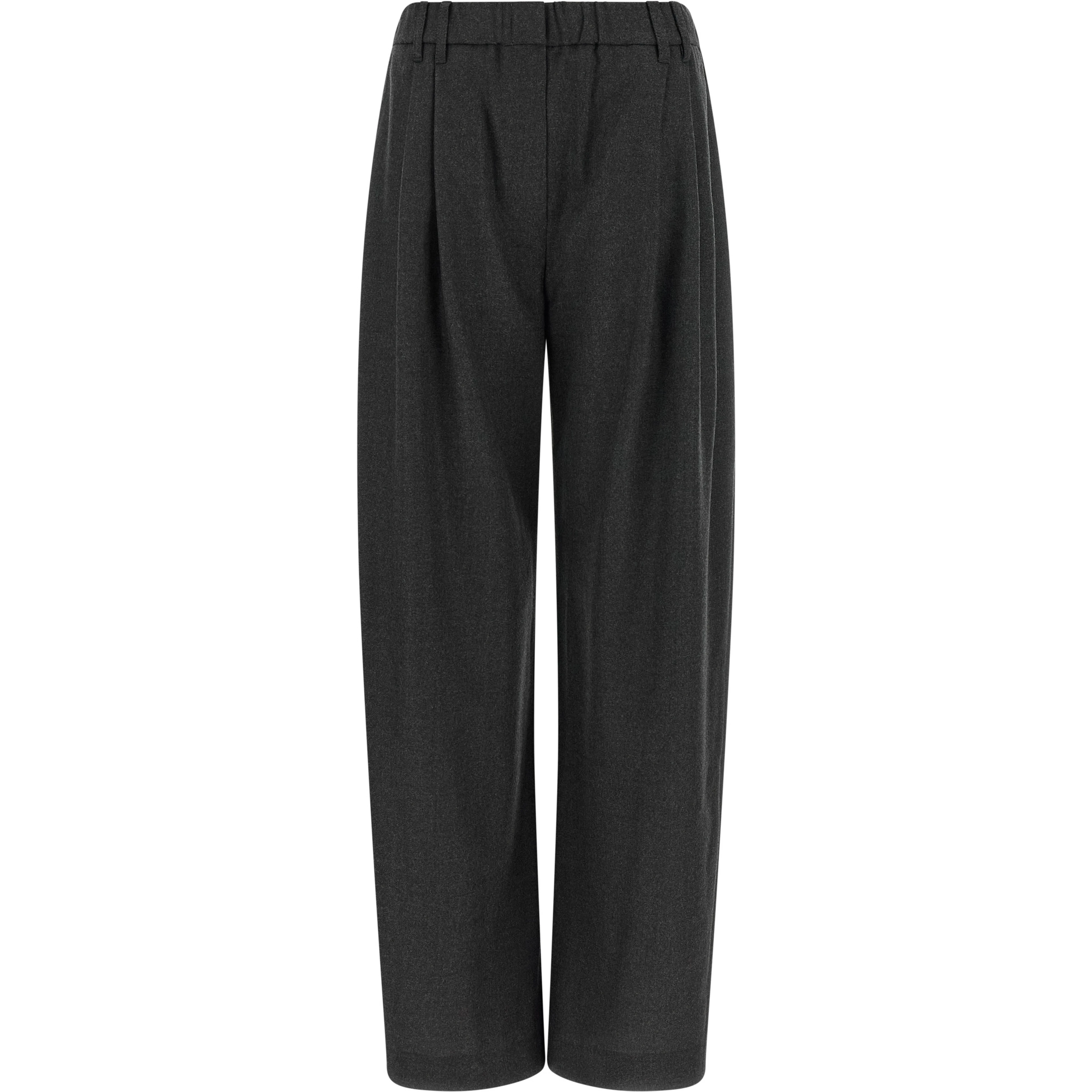 Gray Virgin Wool Casual Pants