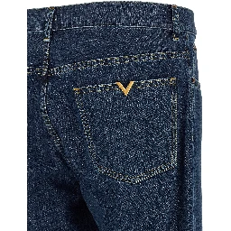 Blue Cotton Straight-Leg Jeans