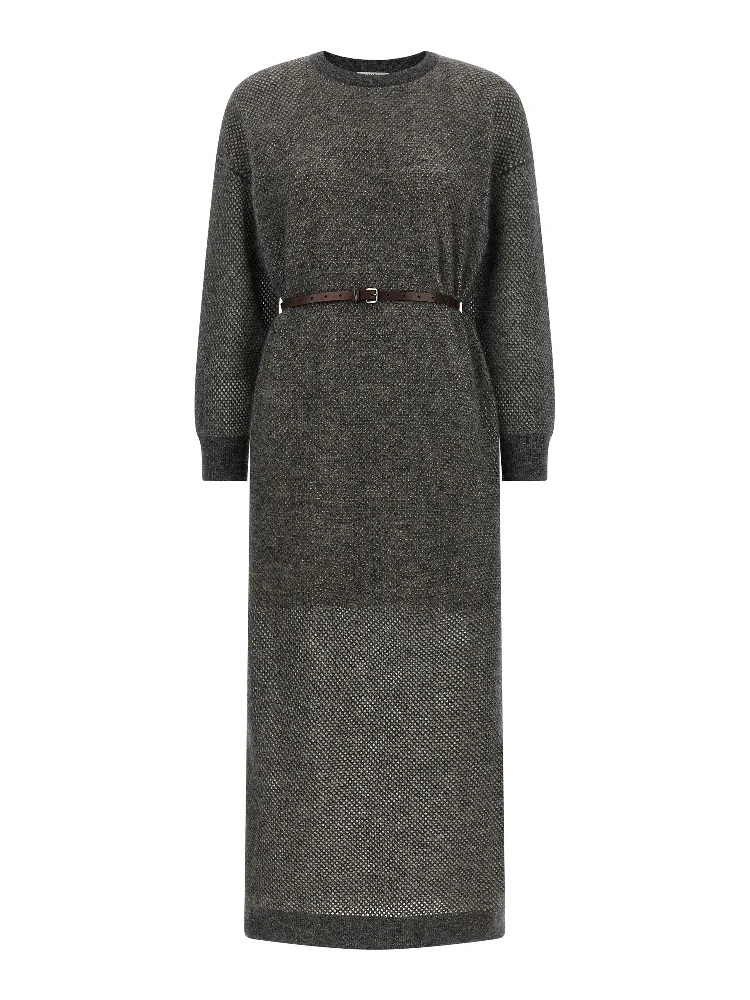 Gray Wool Midi Dress