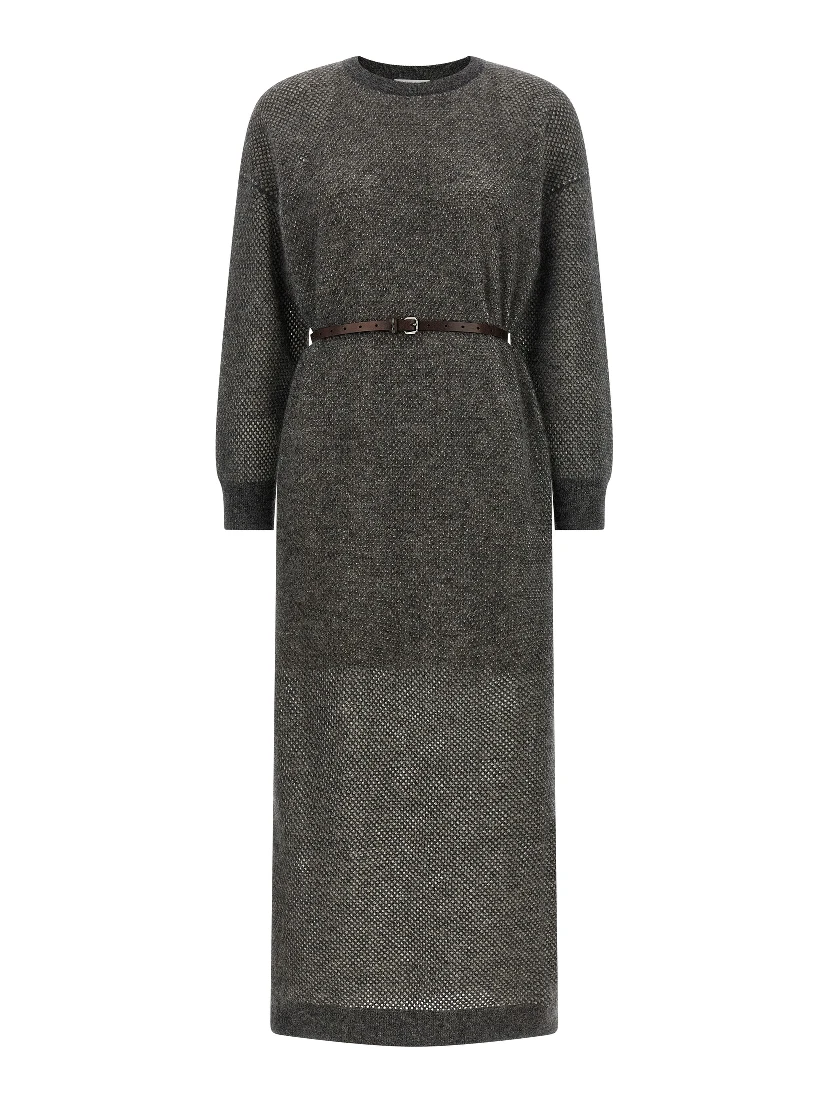 Gray Wool Midi Dress