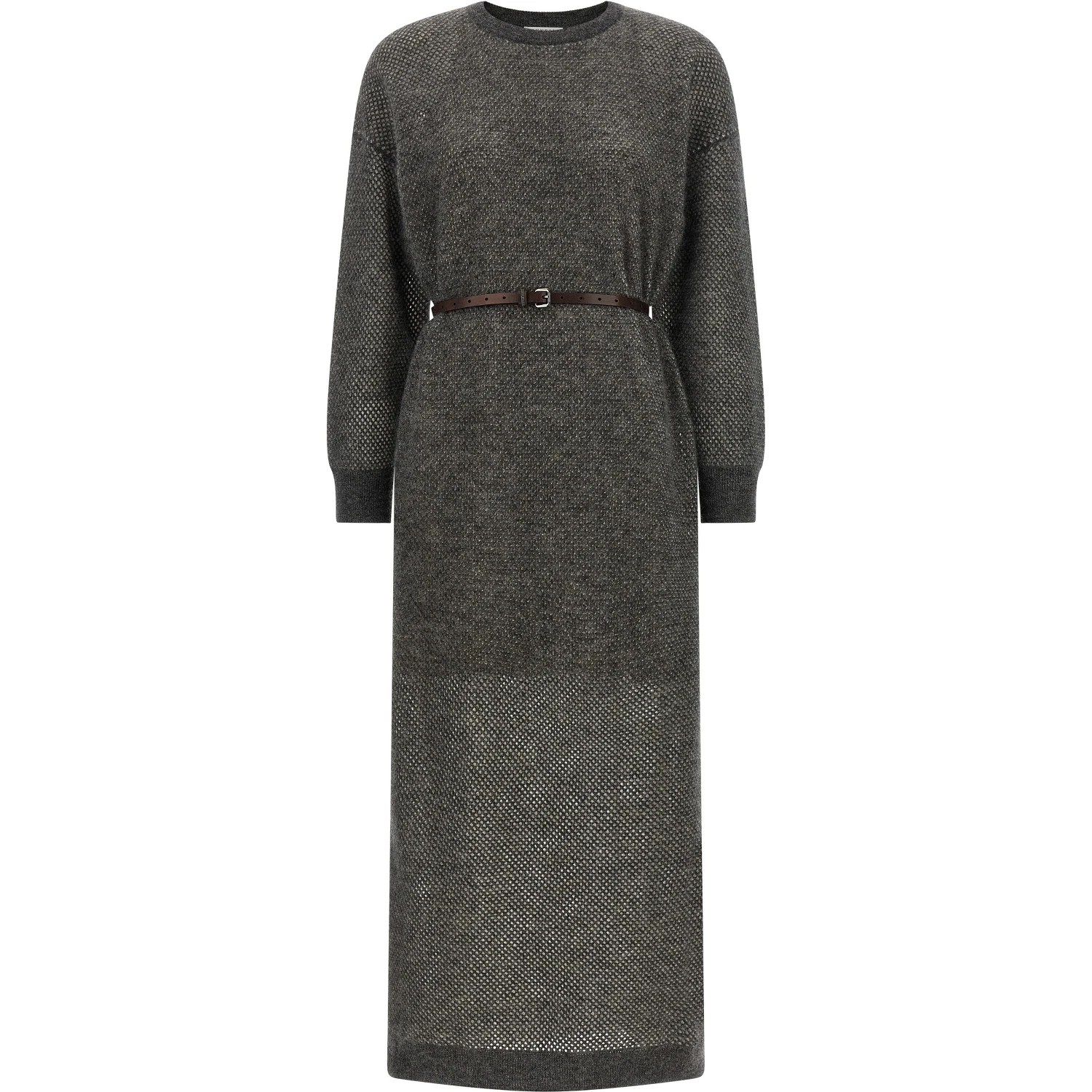Gray Wool Midi Dress