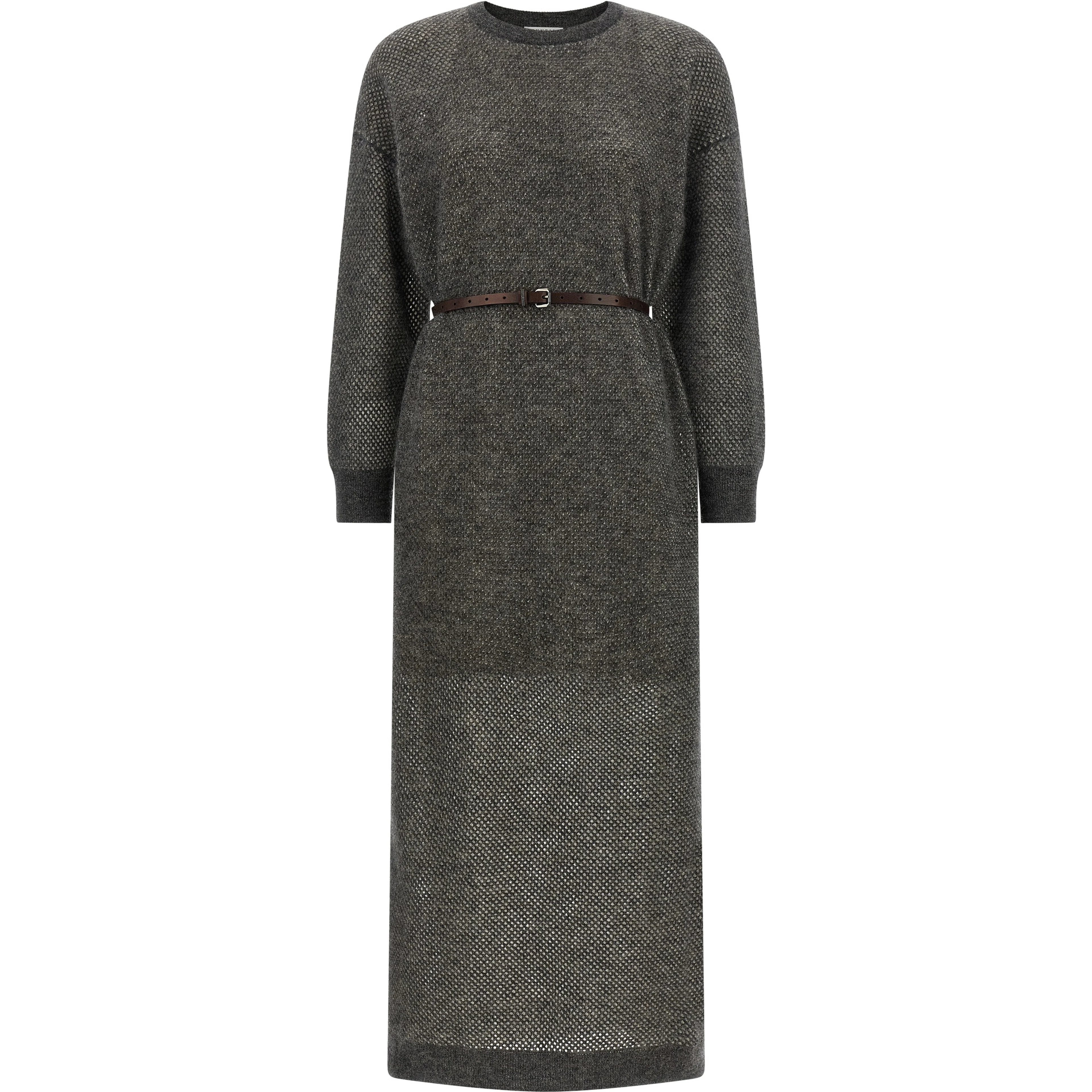 Gray Wool Midi Dress