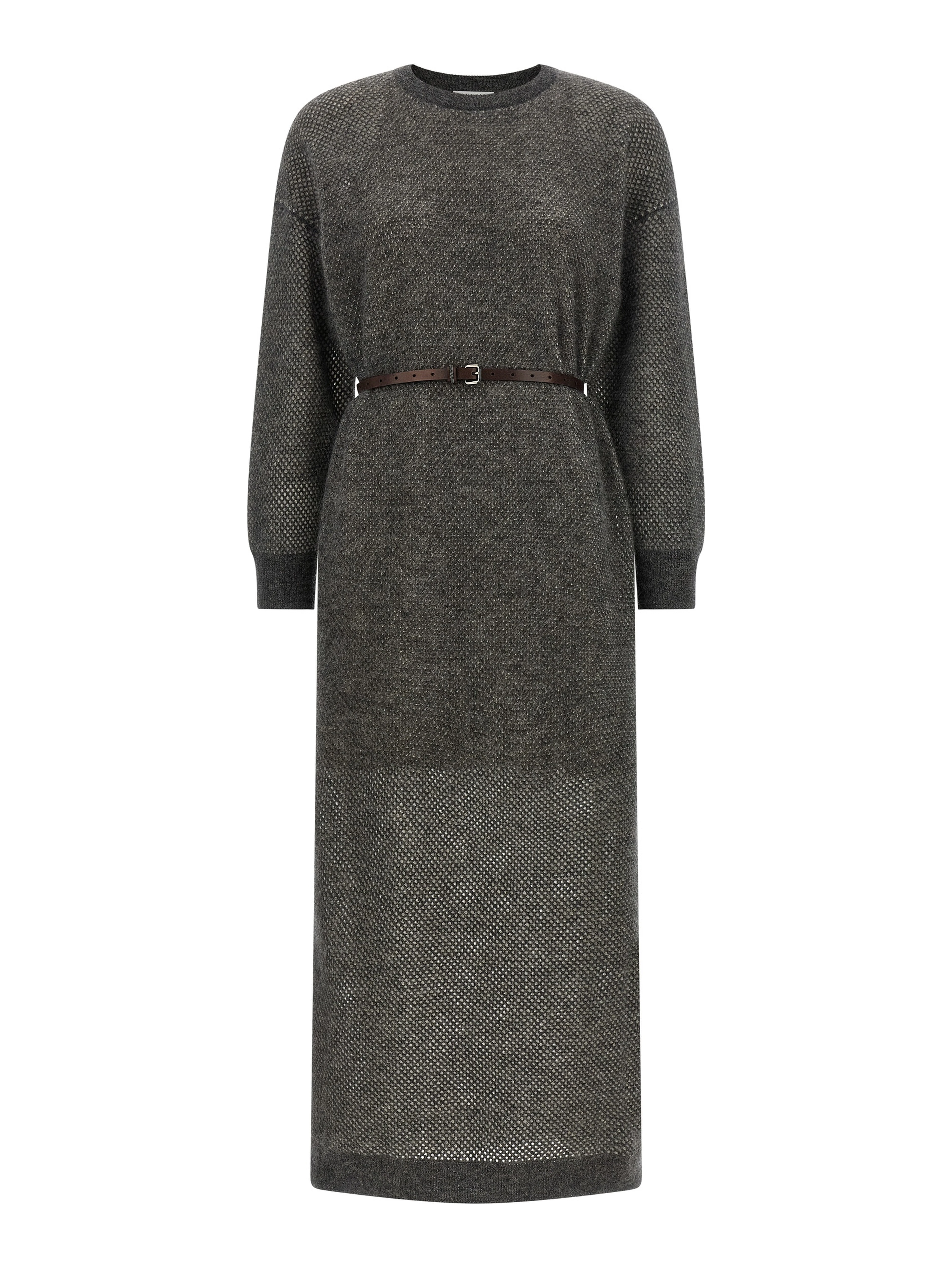 Gray Wool Midi Dress