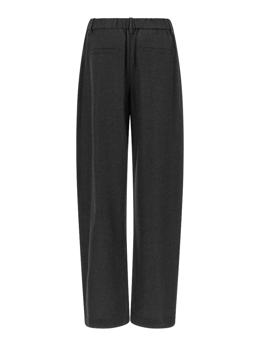 Gray Virgin Wool Casual Pants