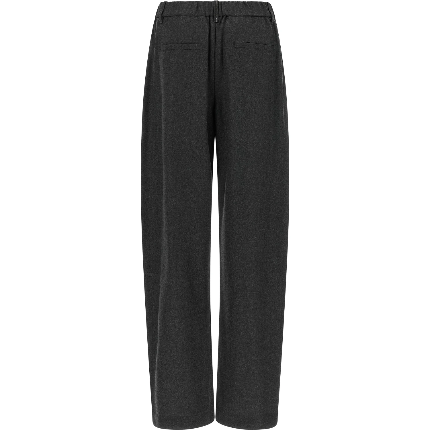 Gray Virgin Wool Casual Pants