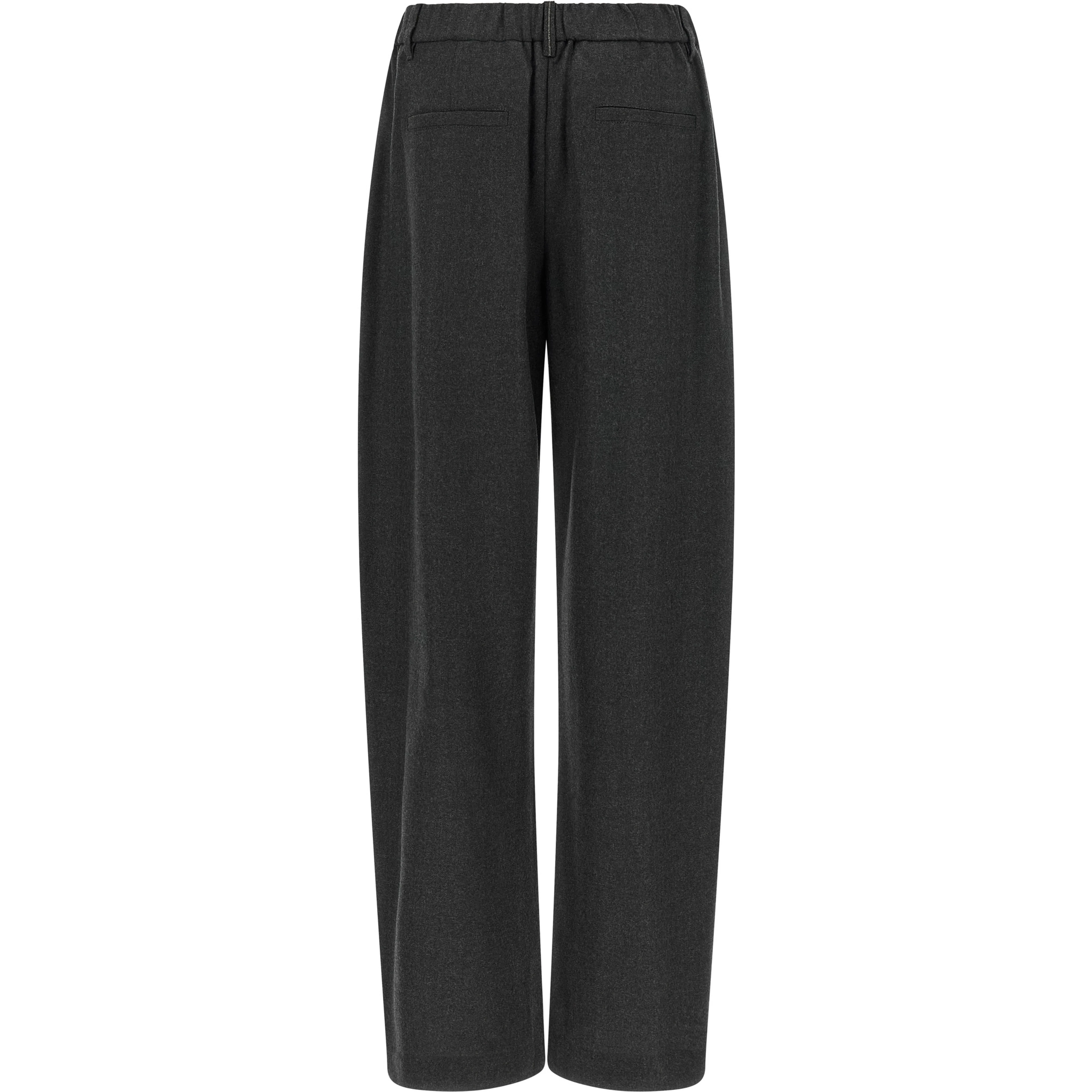 Gray Virgin Wool Casual Pants