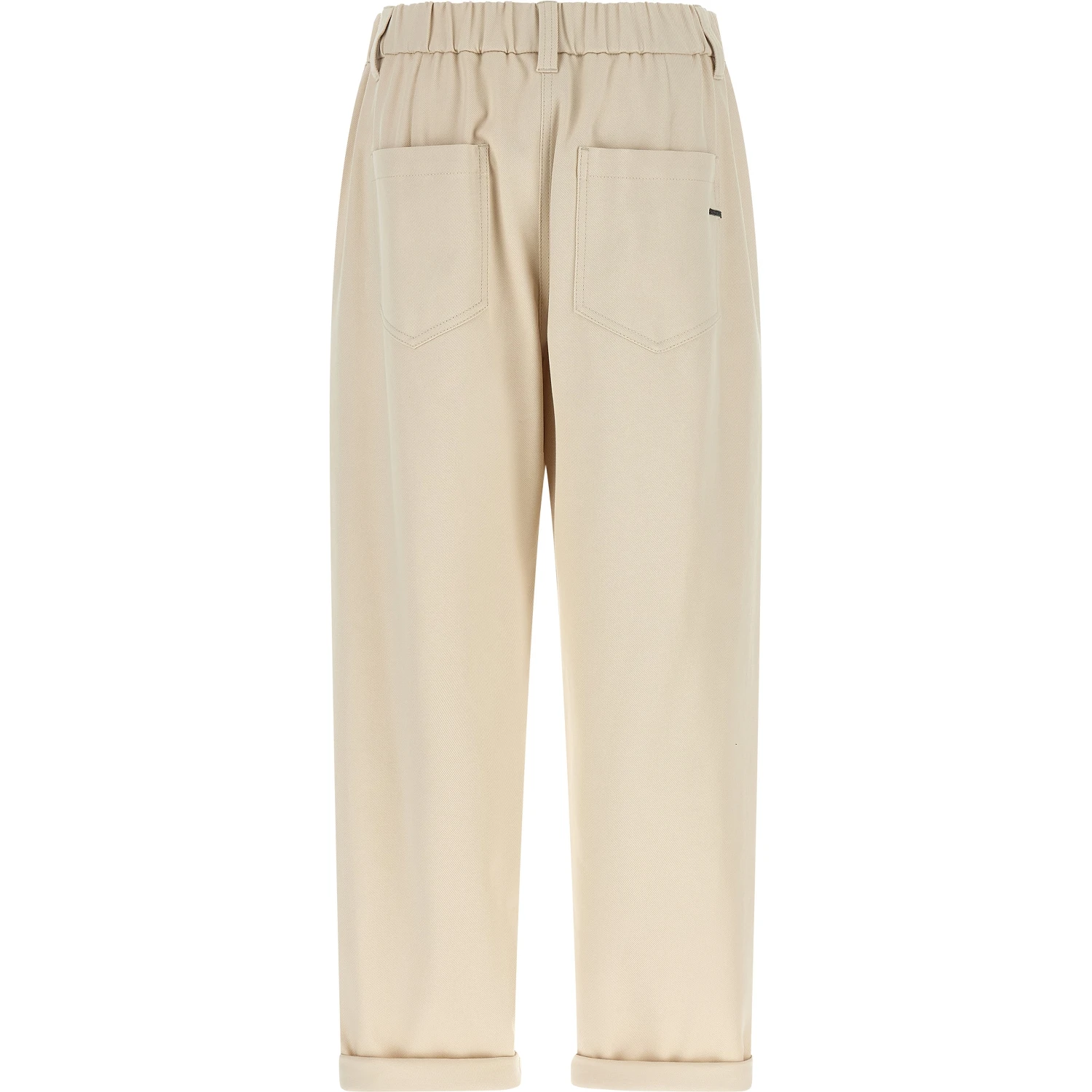 Beige Cotton Casual Pants