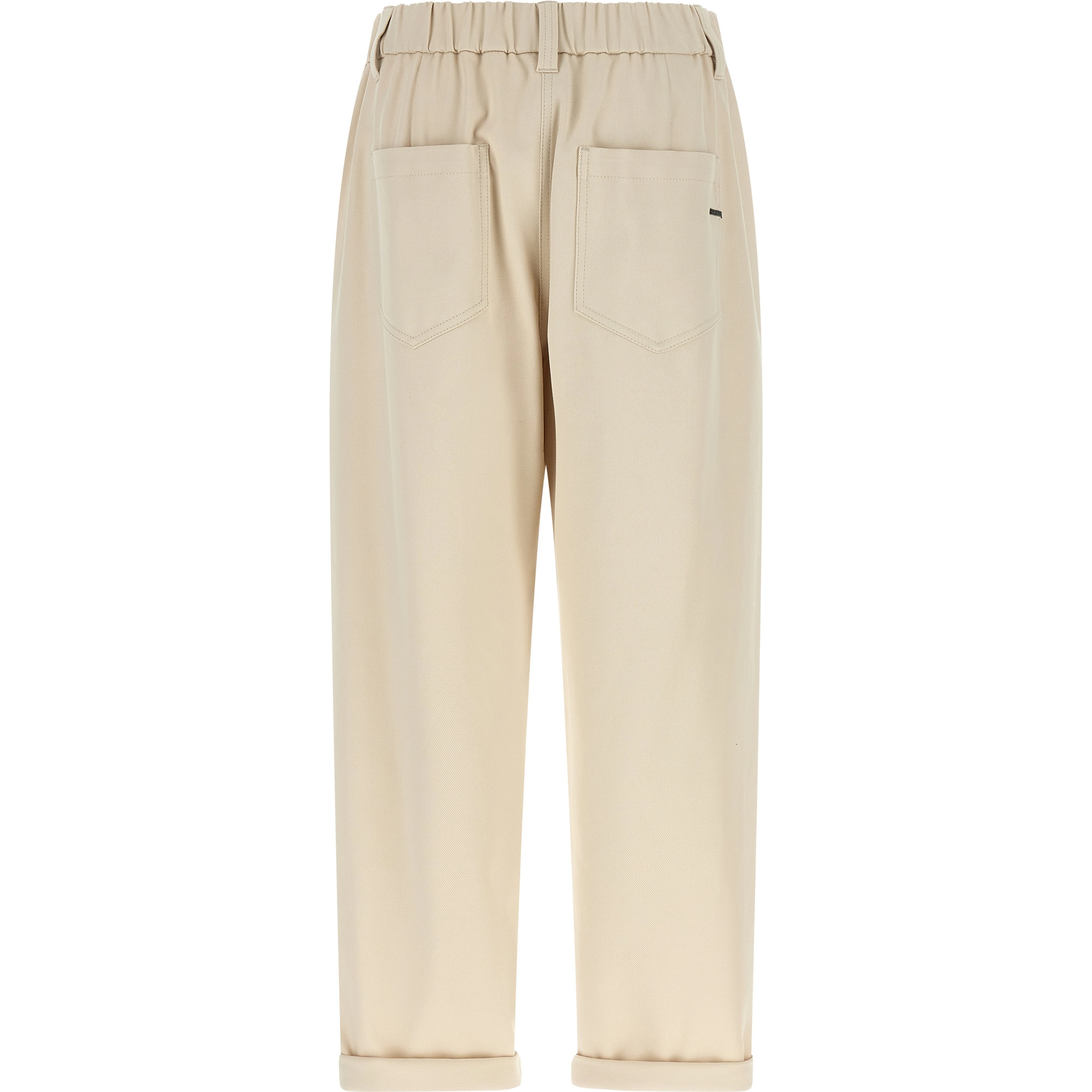 Beige Cotton Casual Pants
