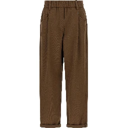 Brown Cotton Casual Pants