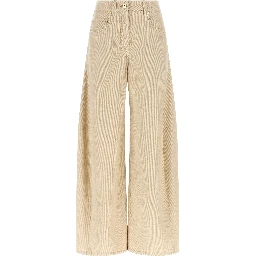 Beige Cotton Casual Pants