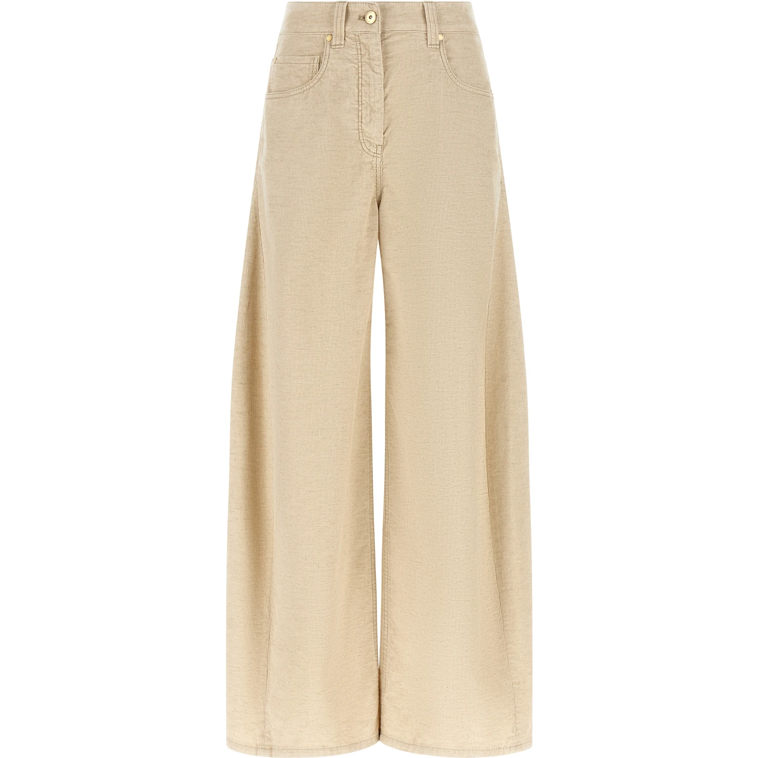 Beige Cotton Casual Pants