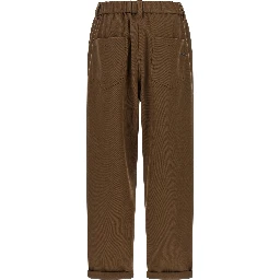 Brown Cotton Casual Pants
