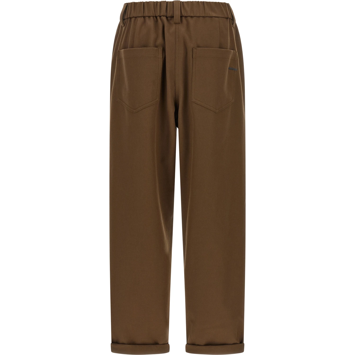 Brown Cotton Casual Pants