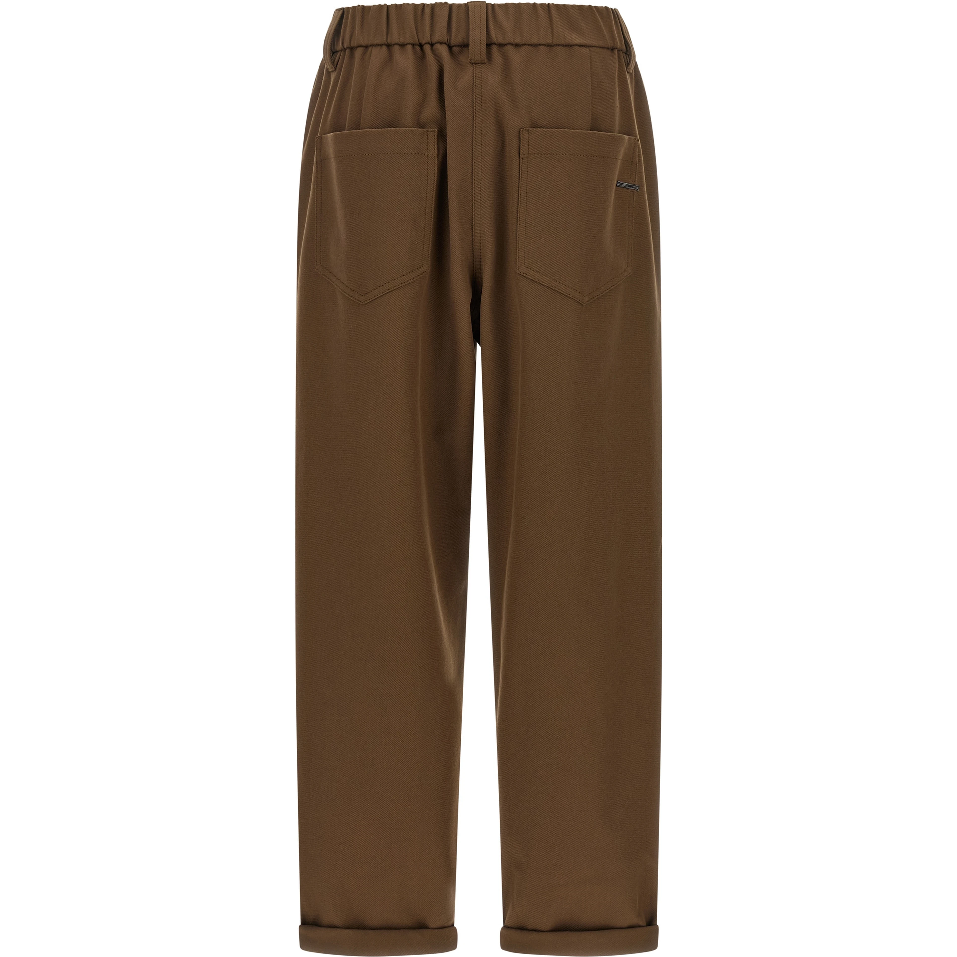 Brown Cotton Casual Pants