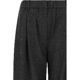 Gray Virgin Wool Casual Pants