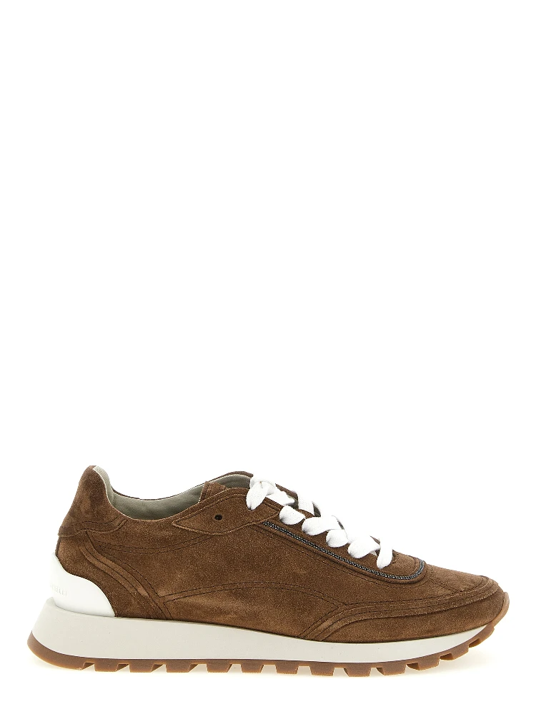 Brown Calfskin Low Top Sneakers