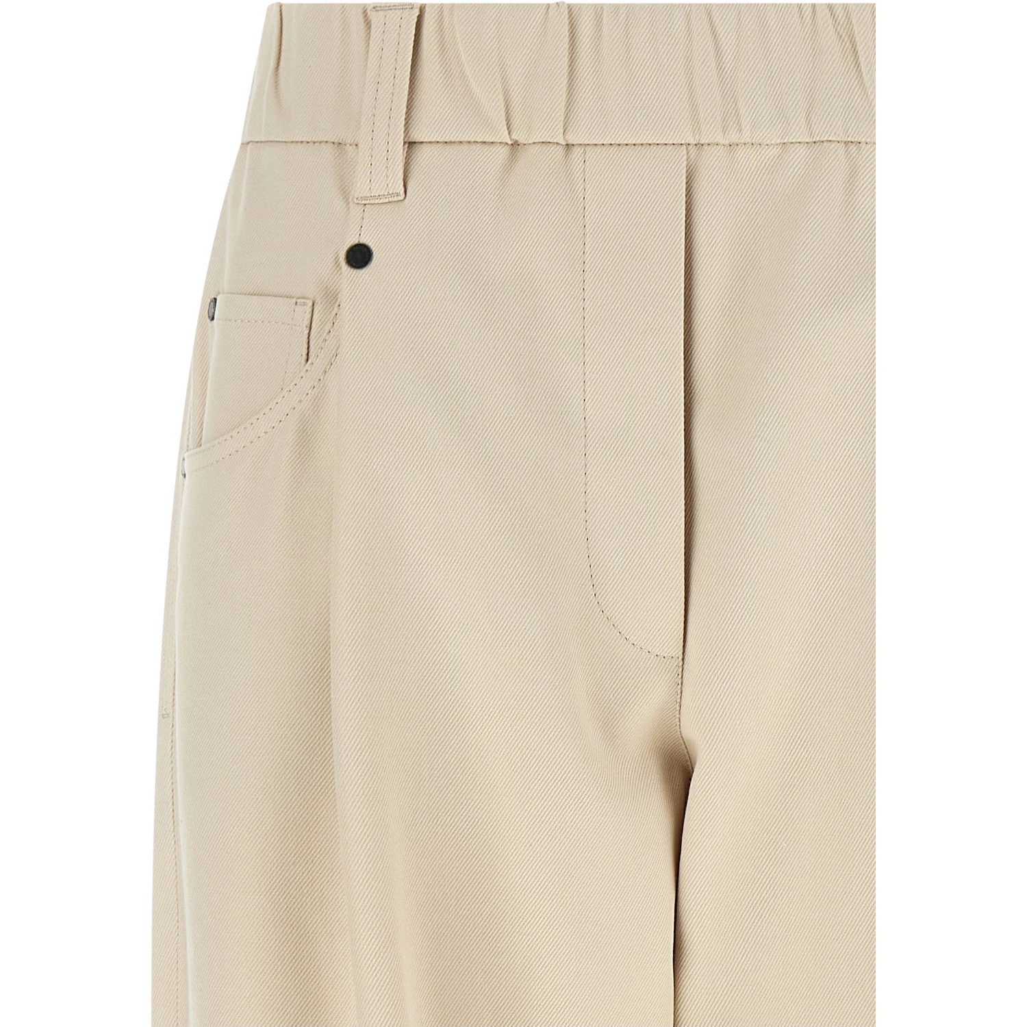 Beige Cotton Casual Pants