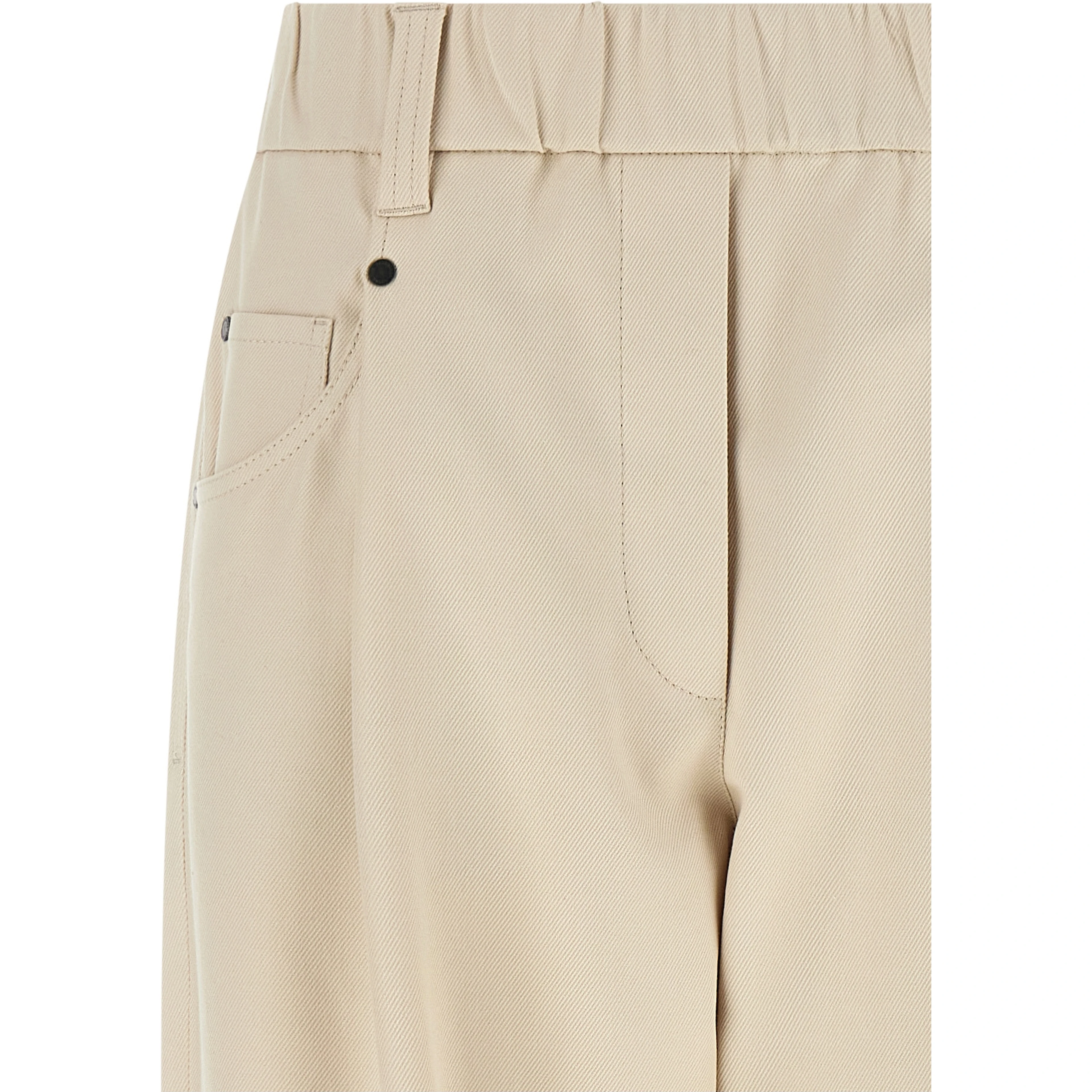 Beige Cotton Casual Pants