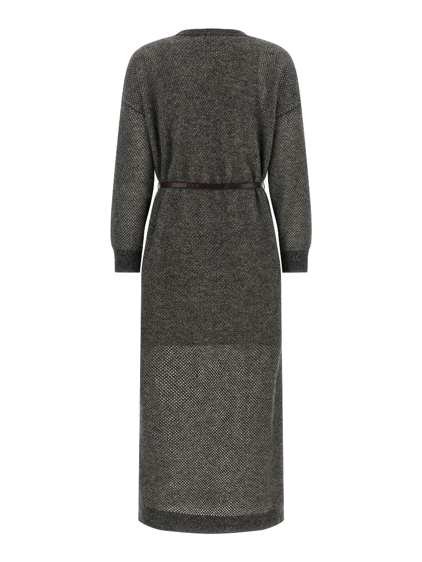 Gray Wool Midi Dress