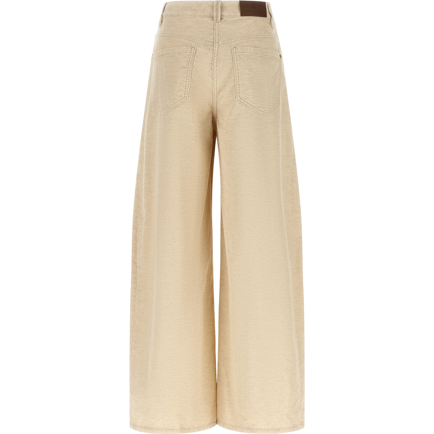 Beige Cotton Casual Pants