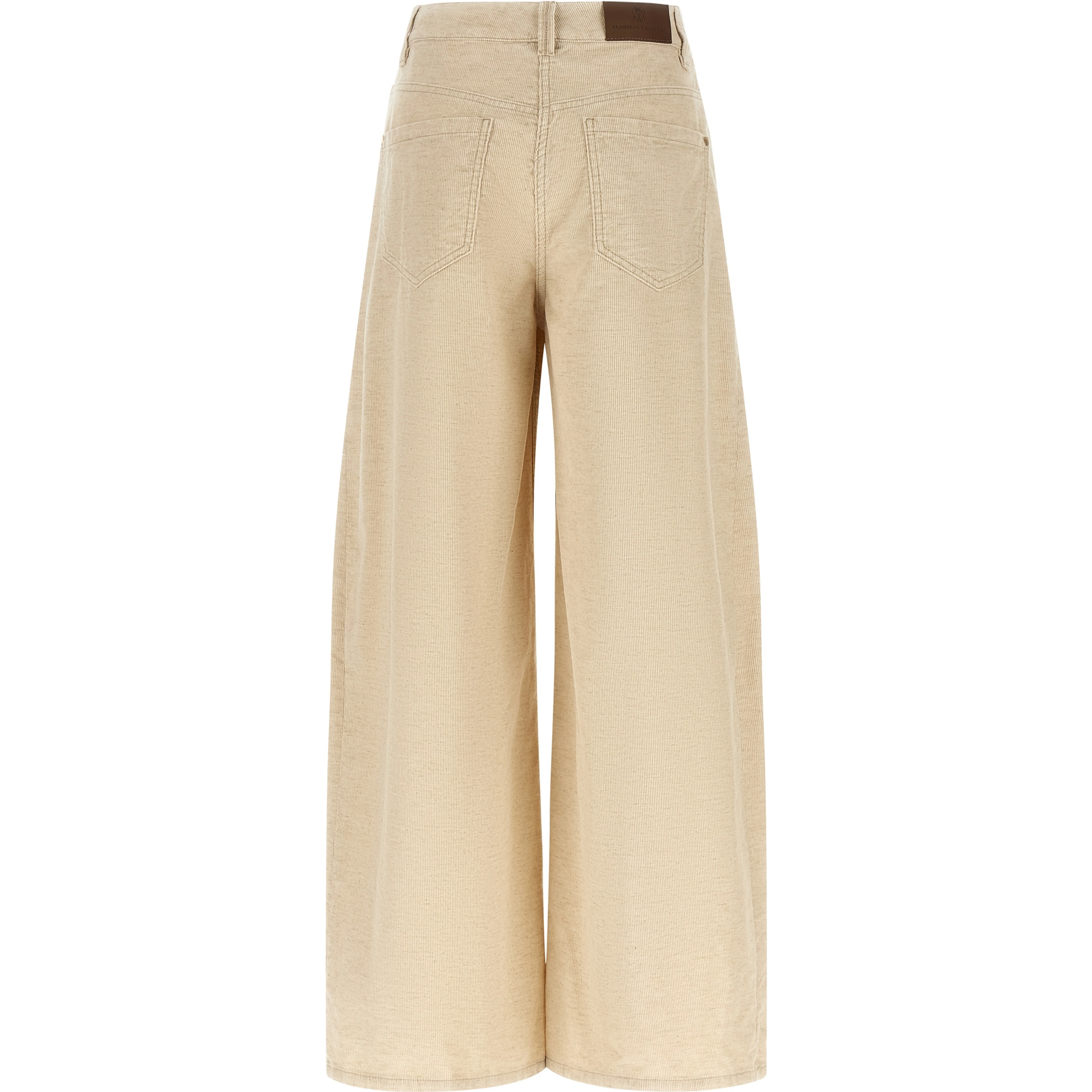 Beige Cotton Casual Pants