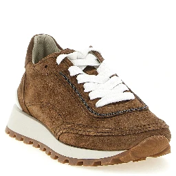 Brown Calfskin Low Top Sneakers
