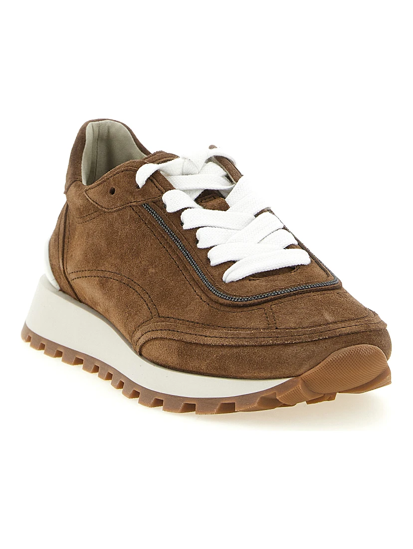 Brown Calfskin Low Top Sneakers