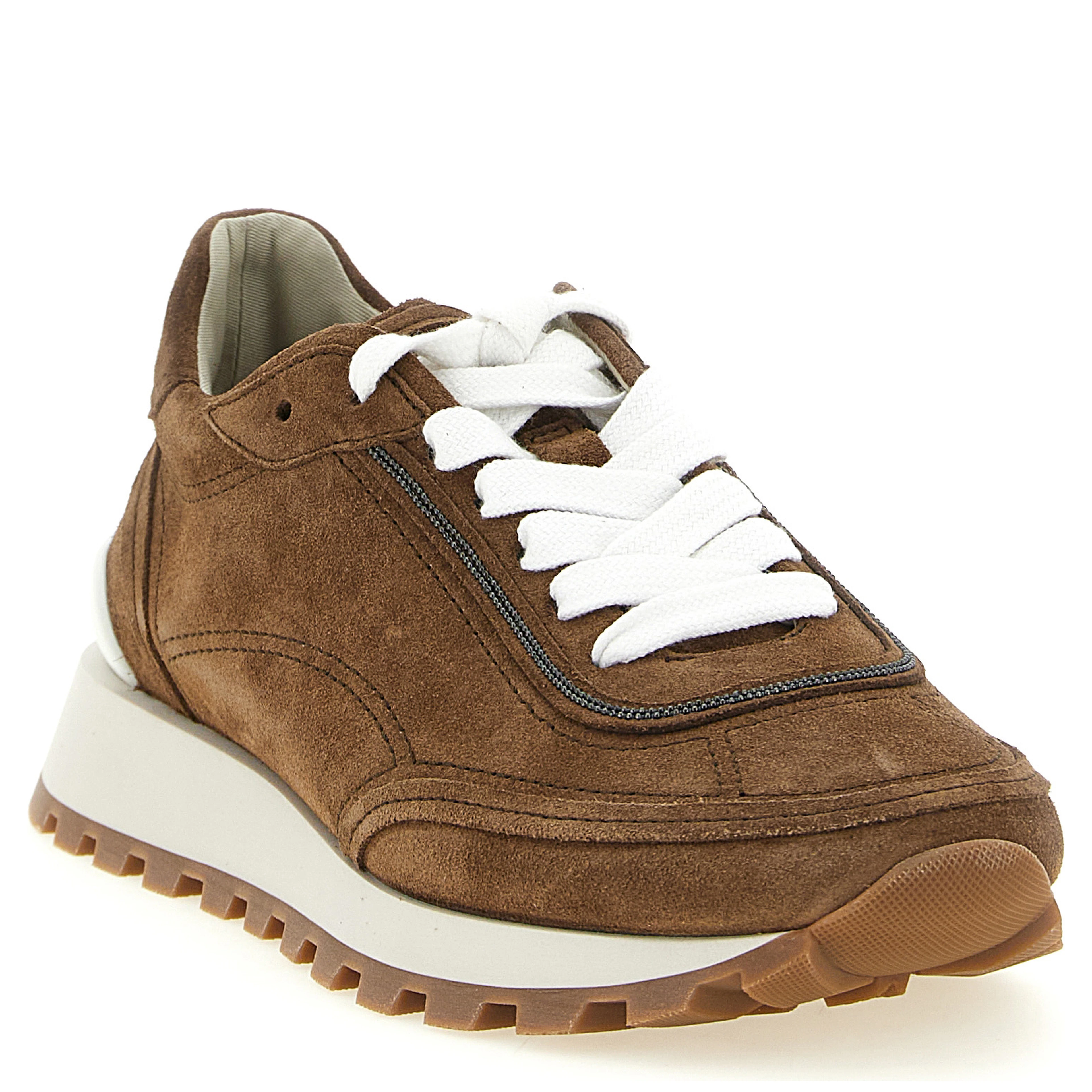 Brown Calfskin Low Top Sneakers