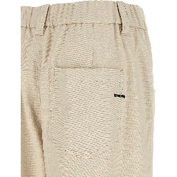 Beige Cotton Casual Pants