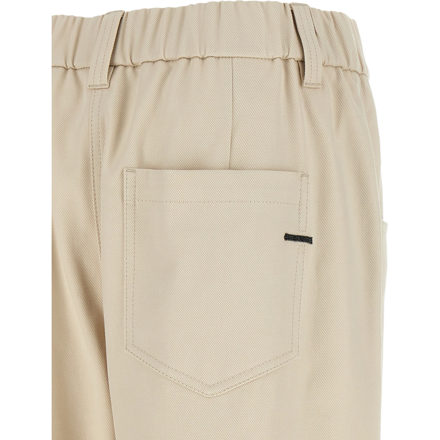 Beige Cotton Casual Pants